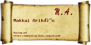 Makkai Arikán névjegykártya